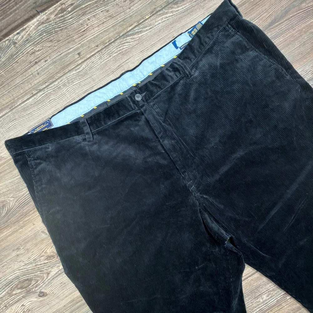 Polo Ralph Lauren Men 48Bx30 Corduroy Pants Black Stretch Classic NEW CUT TAG